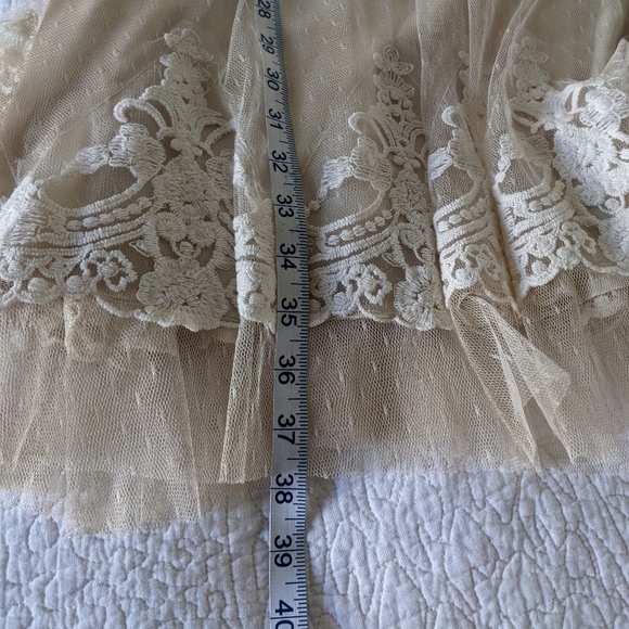 CREAM Slip Dress with Mesh and Lace Overlay M Coquette Lingerie Style - Picture 9 of 12